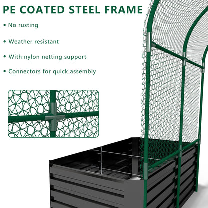 3 in 1 Galvanized Raised Garden Bed with Trellis – Foowin