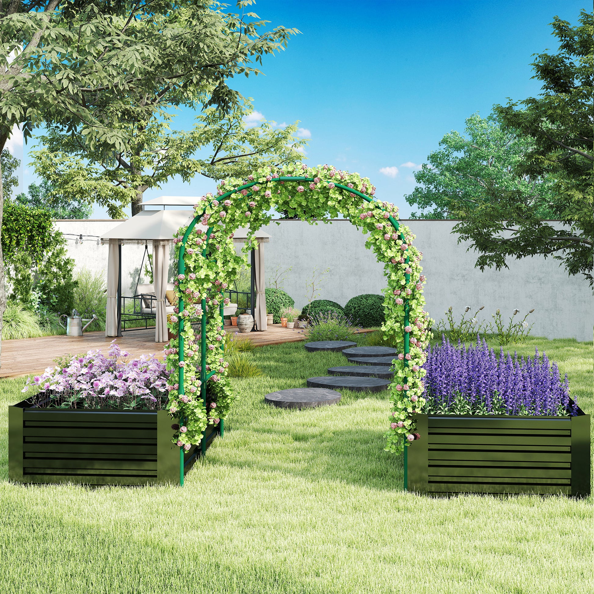 3 in 1 Galvanized Raised Garden Bed with Trellis – Foowin