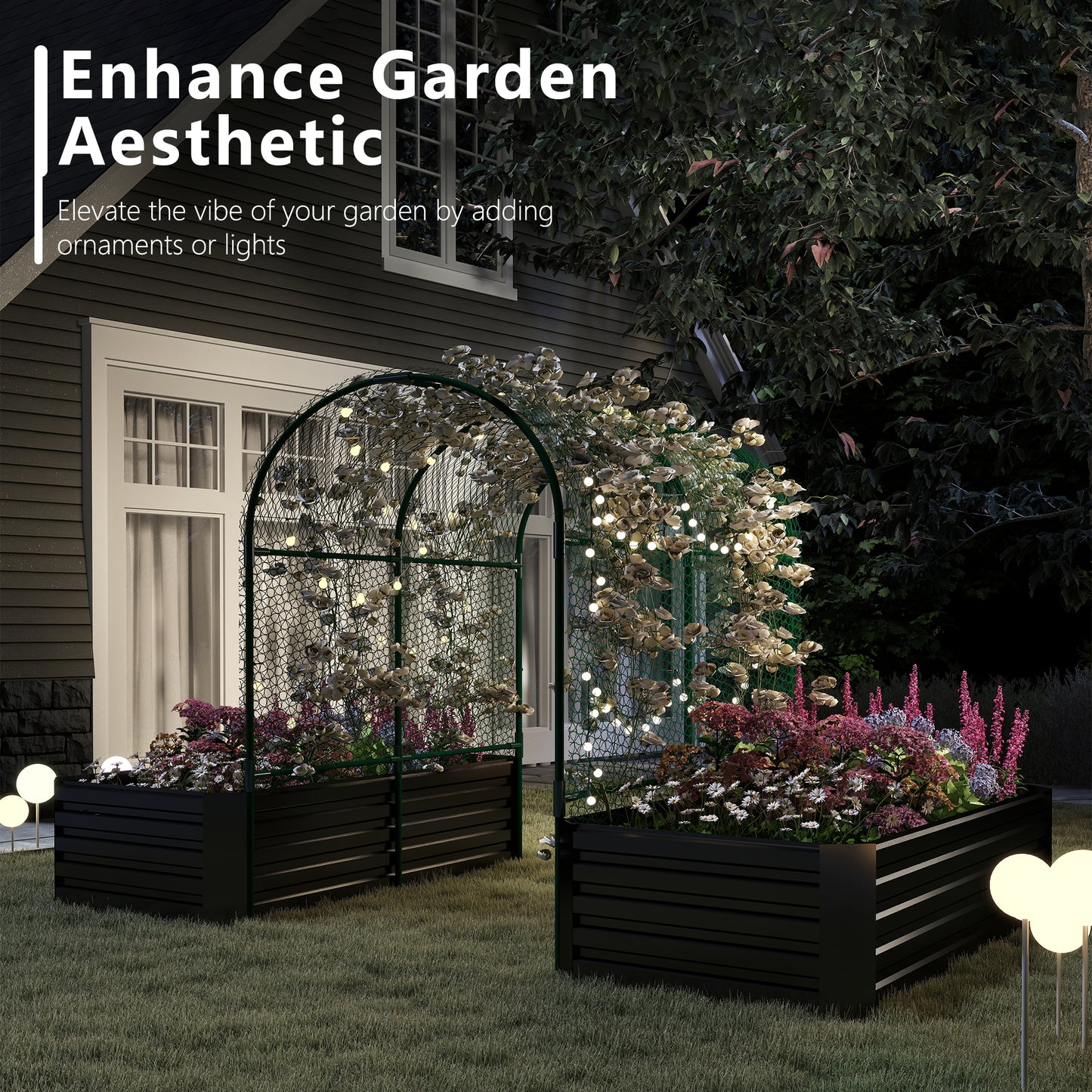 3 in 1 Galvanized Raised Garden Bed with Trellis – Foowin