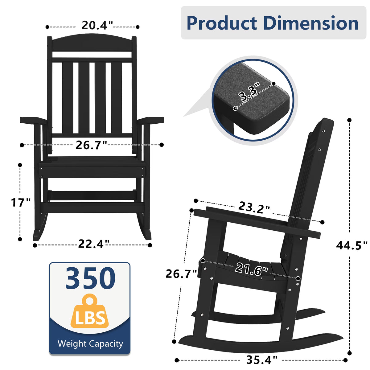 Modern HDPE Patio Rocking Chairs