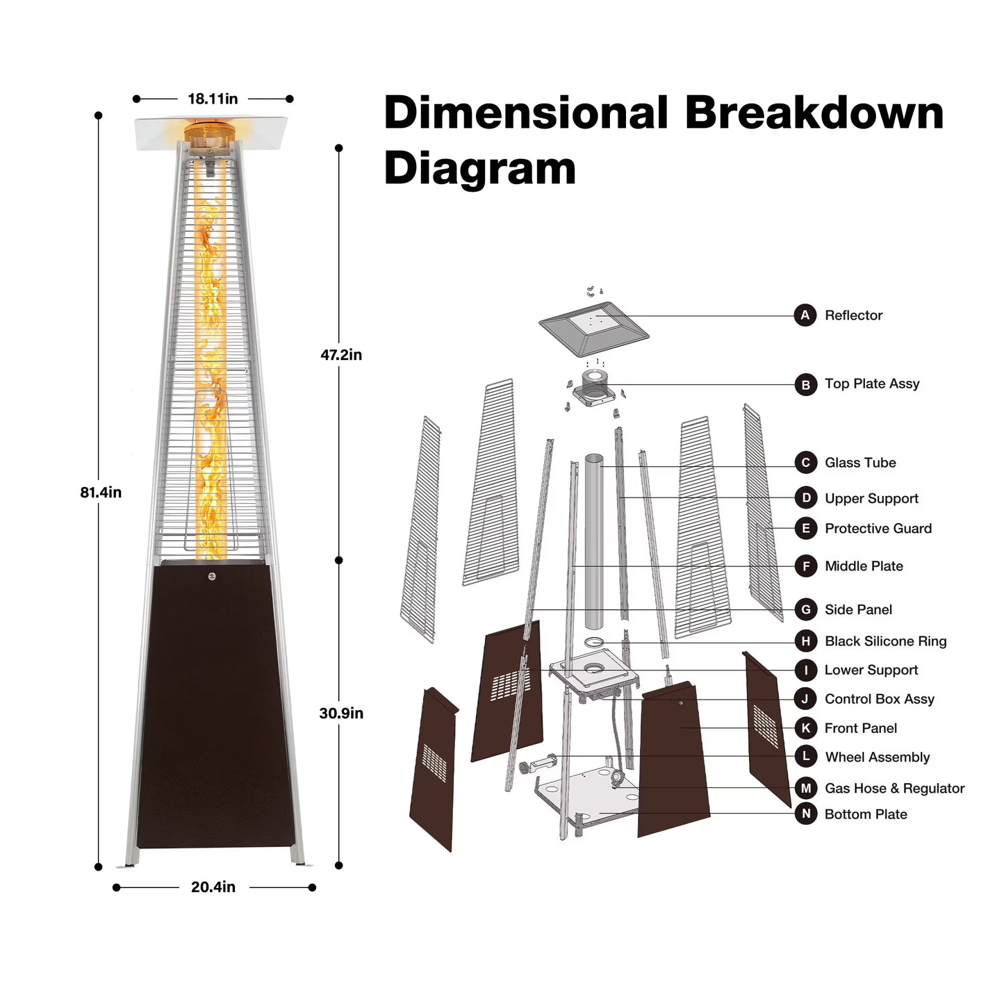 Outdoor 48000 BTU Patio Heater - Bronze