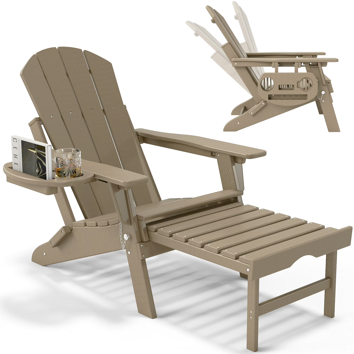 All-Weather Adjustable Adirondack Chair with Ottoman