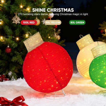 FOOWIN Lighted Pop-Up Outdoor Christmas Ornament Set