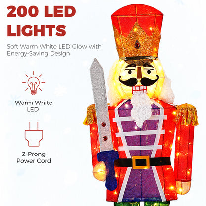 Warm White Glowing Soldier Nutcracker with 100 Lights