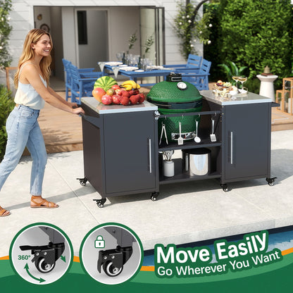 Outdoor Grill Table with Storage Cabinet
