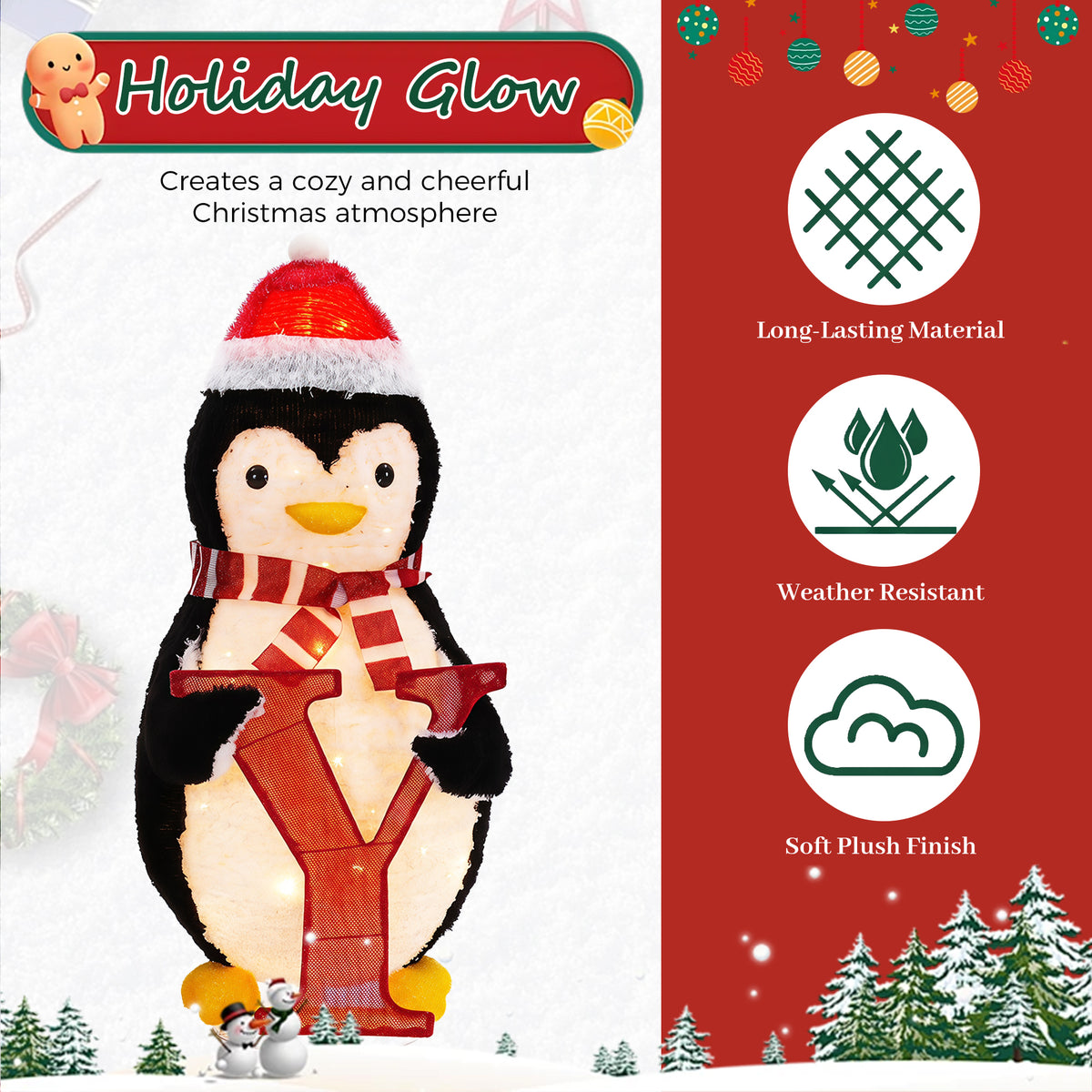 4-Piece Outdoor Lighted Christmas Penguin Family