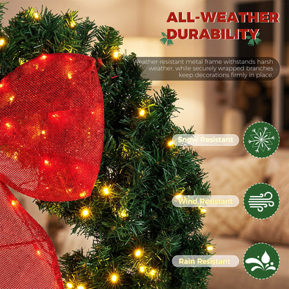 36" Outdoor Christmas Wreath PVC with LED Lights