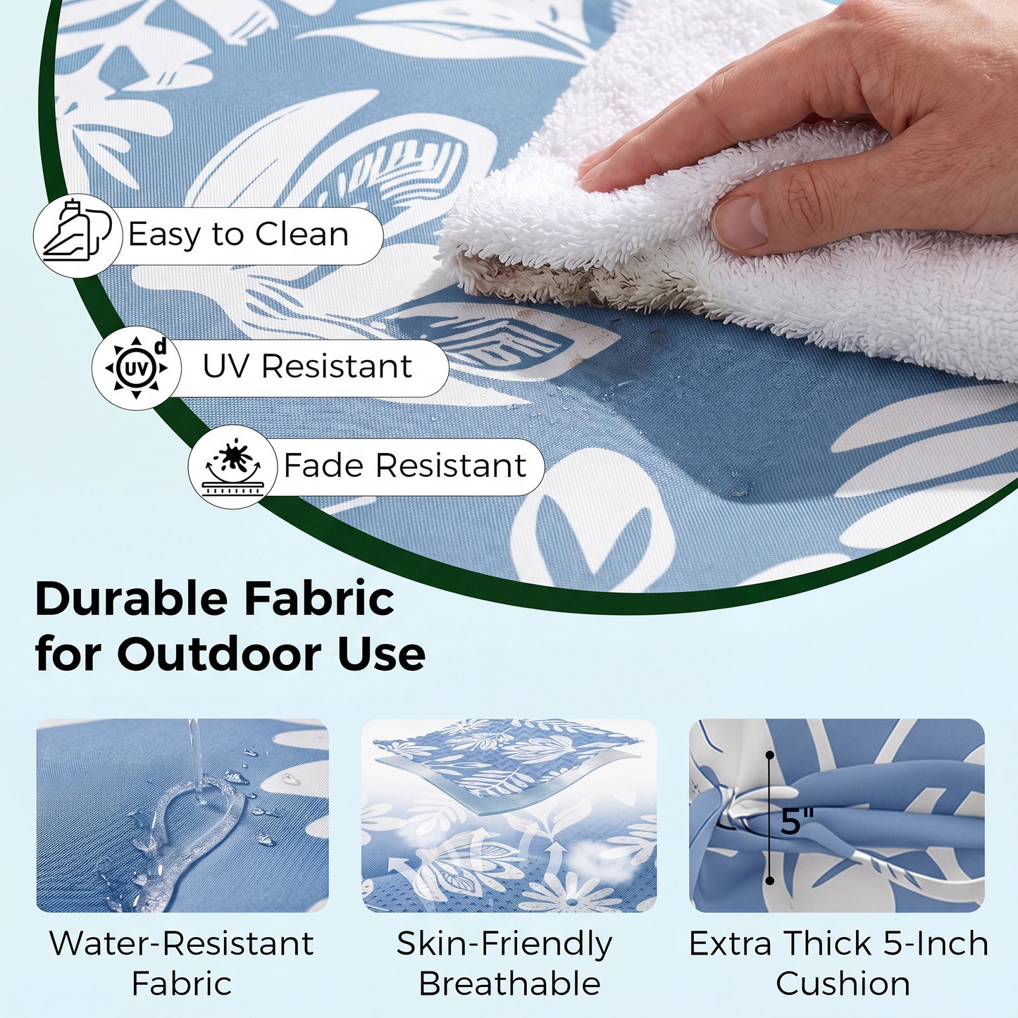 Waterproof 4-Section Chaise Lounge Cushion with Headrest
