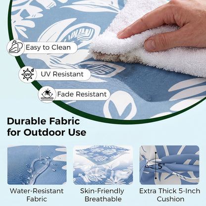 Waterproof 4-Section Chaise Lounge Cushion with Headrest