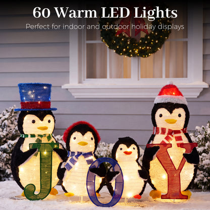 4-Piece Outdoor Lighted Christmas Penguin Family