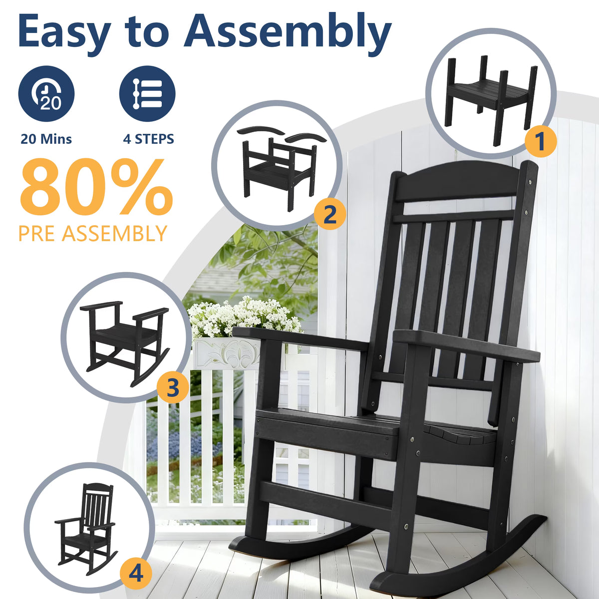 Modern HDPE Patio Rocking Chairs