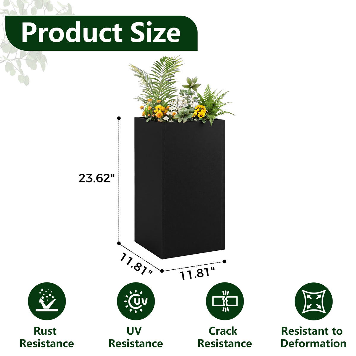 Metal Tall Rectangular Planter