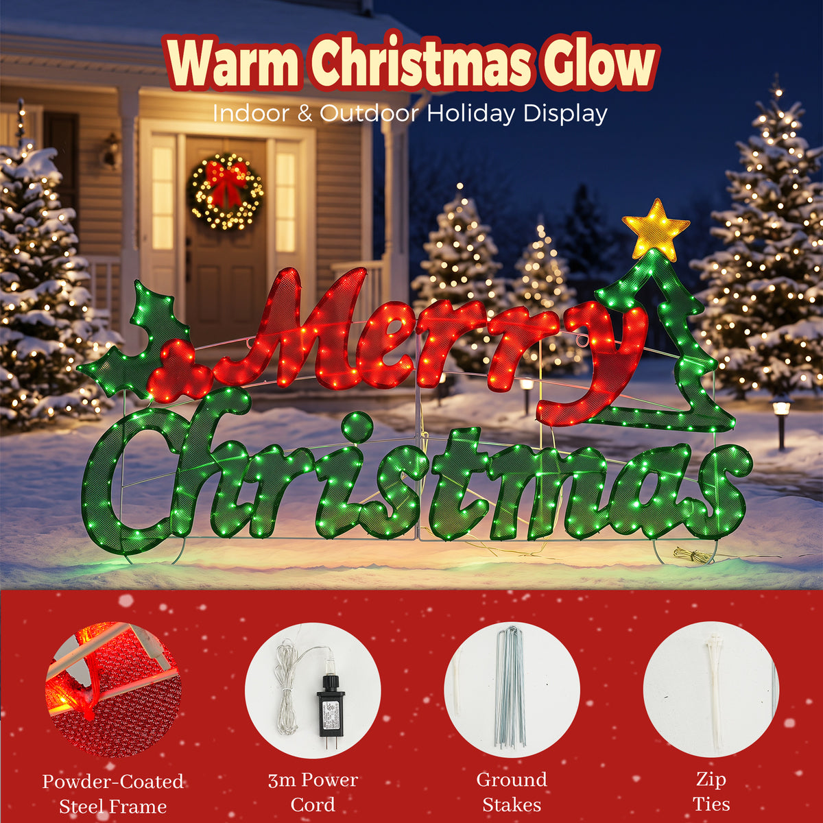 72 Inch Merry Christmas Light Sign