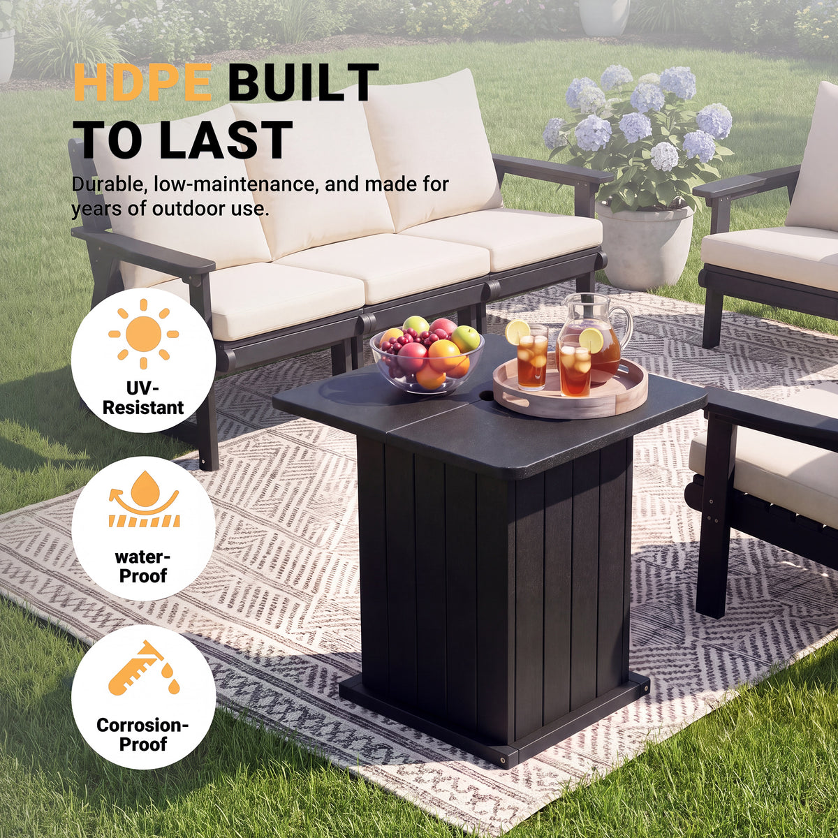 Outdoor Umbrella Side Table with Umbrella Hole