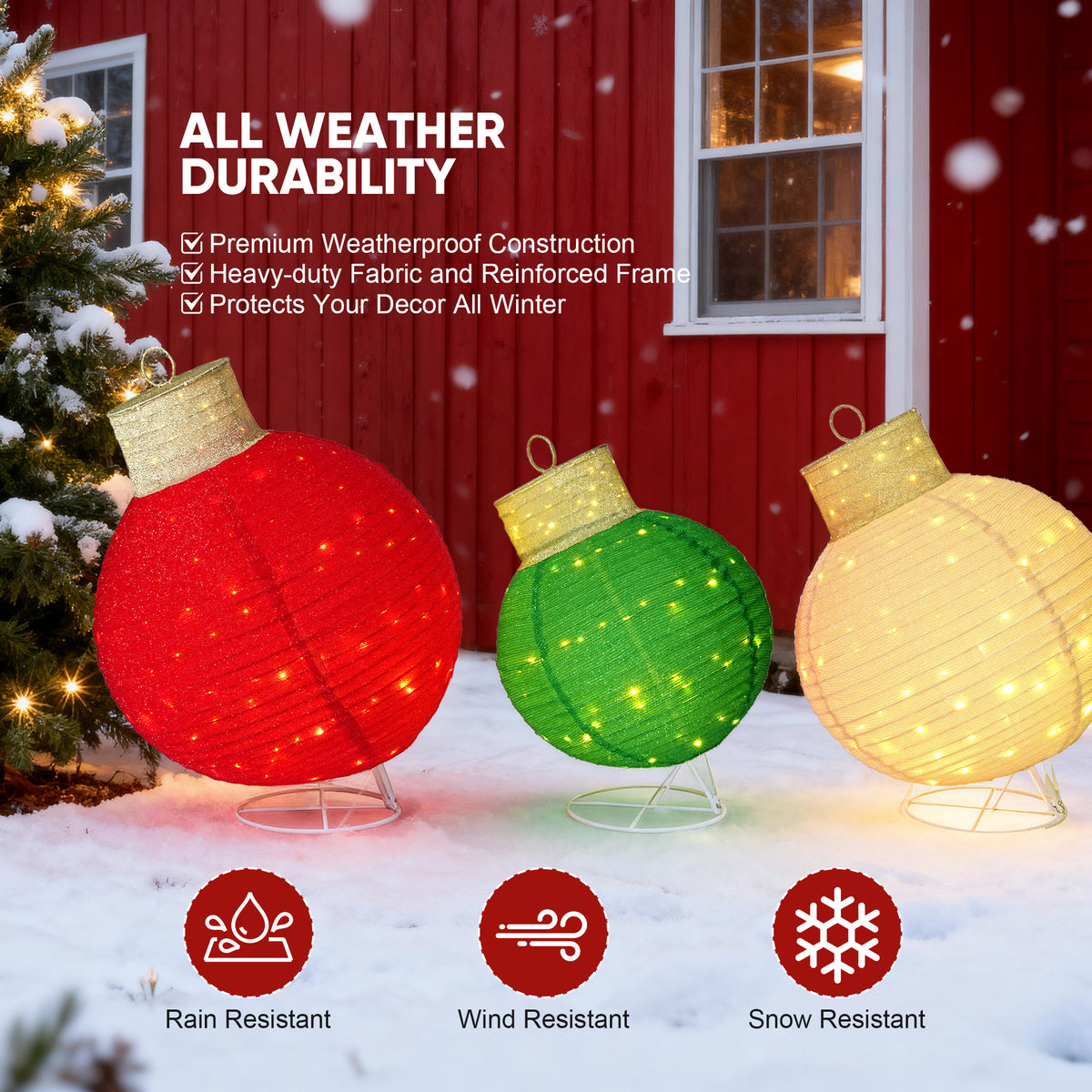 FOOWIN Lighted Pop-Up Outdoor Christmas Ornament Set