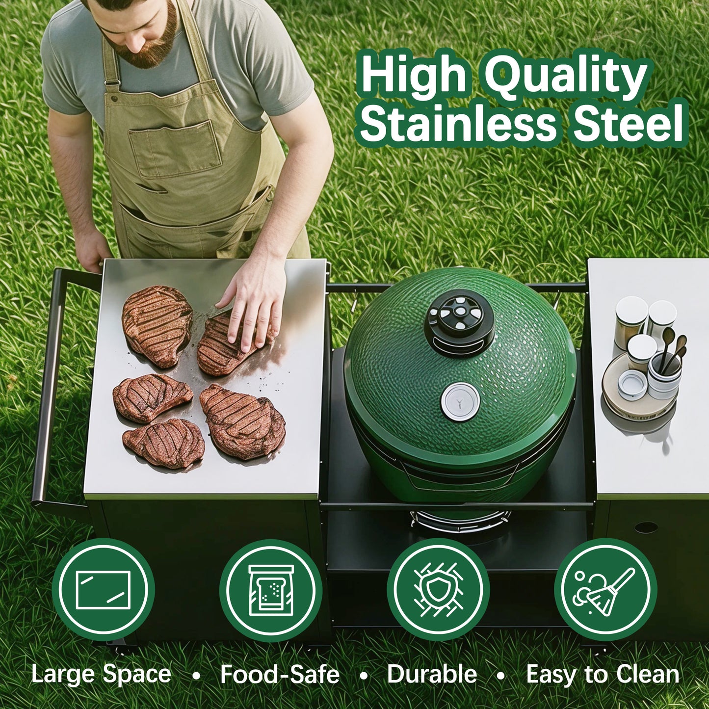 Outdoor Grill Table with Storage Cabinet