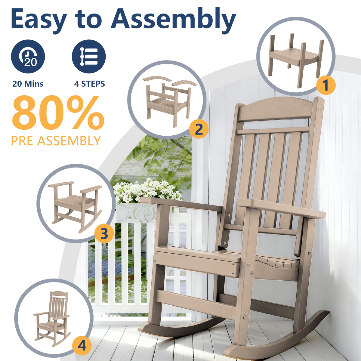 Modern HDPE Patio Rocking Chairs