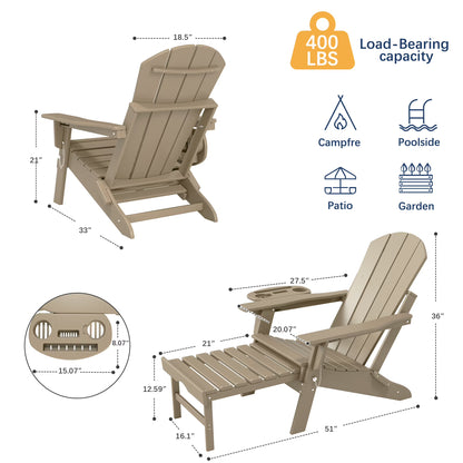 All-Weather Adjustable Adirondack Chair with Ottoman
