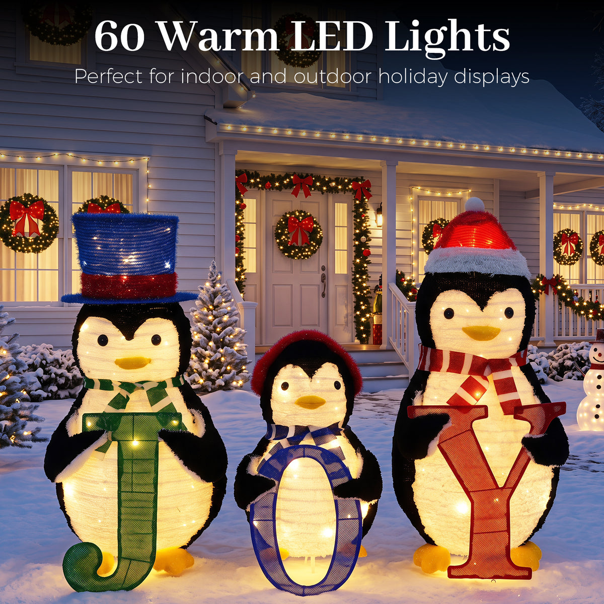 4-Piece Outdoor Lighted Christmas Penguin Family