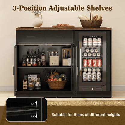 Wine Bar Cabinet with Drawers