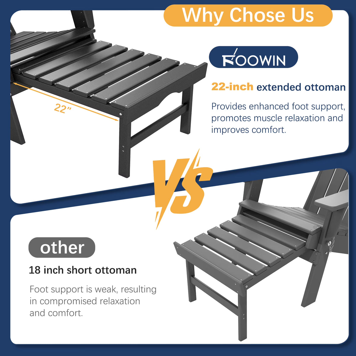 All-Weather Adjustable Adirondack Chair with Ottoman