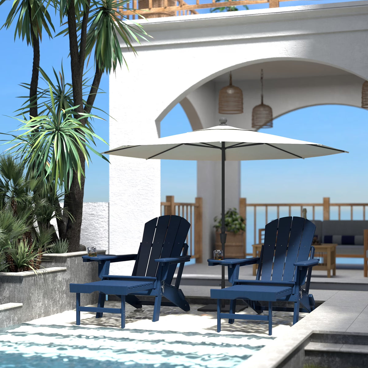 All-Weather Adjustable Adirondack Chair with Ottoman