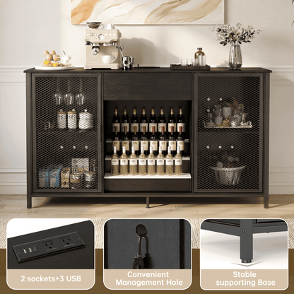 Long Bar Cabinet with Rack