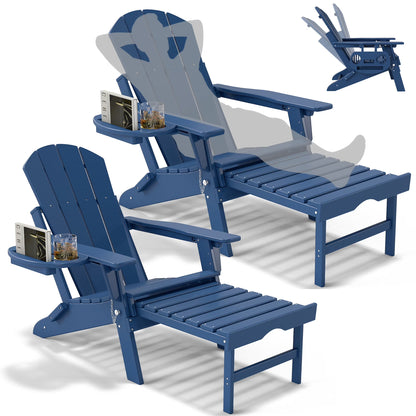 All-Weather Adjustable Adirondack Chair with Ottoman