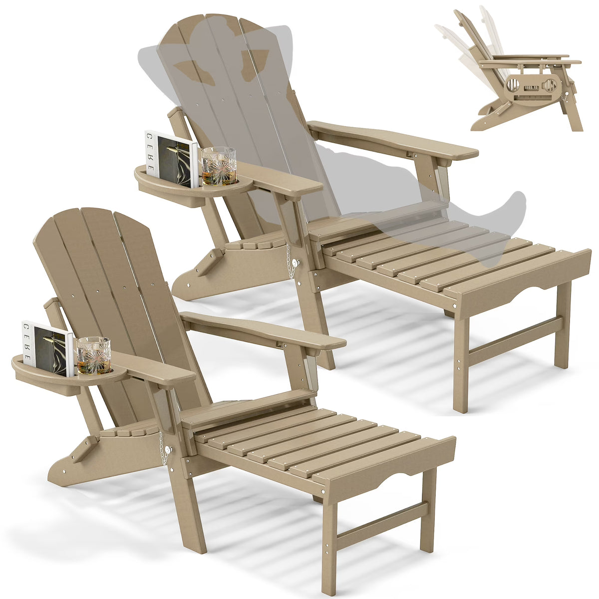 All-Weather Adjustable Adirondack Chair with Ottoman