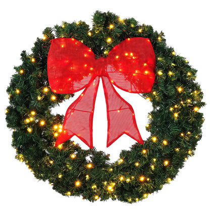 36" Outdoor Christmas Wreath PVC with LED Lights