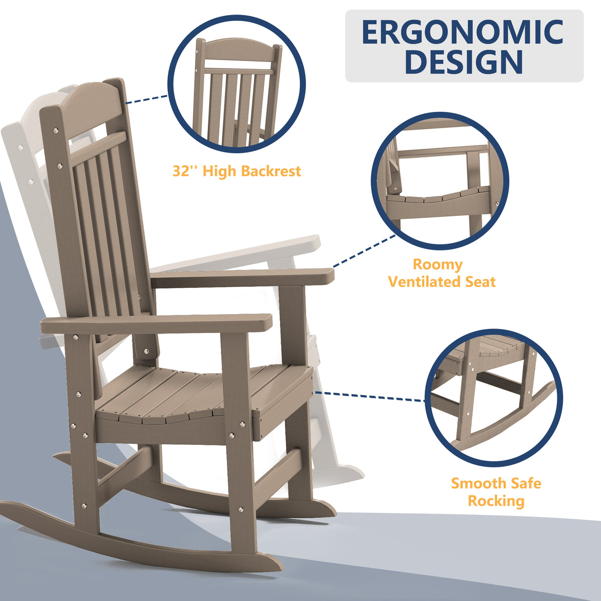 Modern HDPE Patio Rocking Chairs
