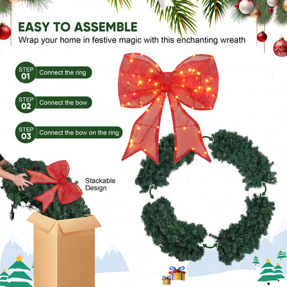 36" Outdoor Christmas Wreath PVC with LED Lights