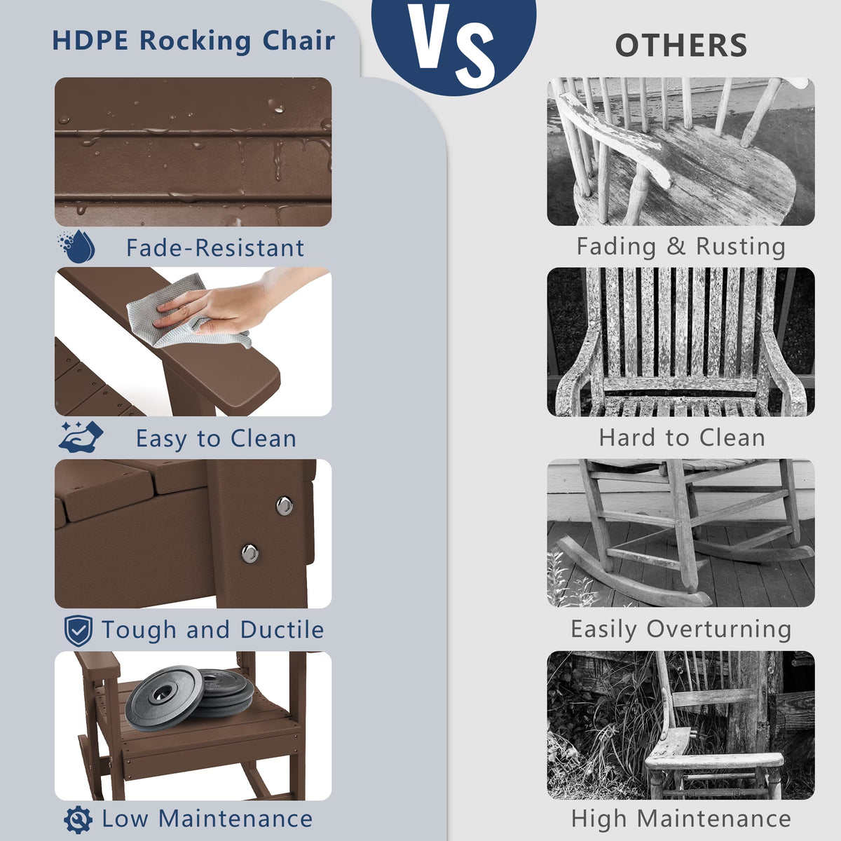 Modern HDPE Patio Rocking Chairs