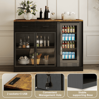 Wine Bar Cabinet with Drawers
