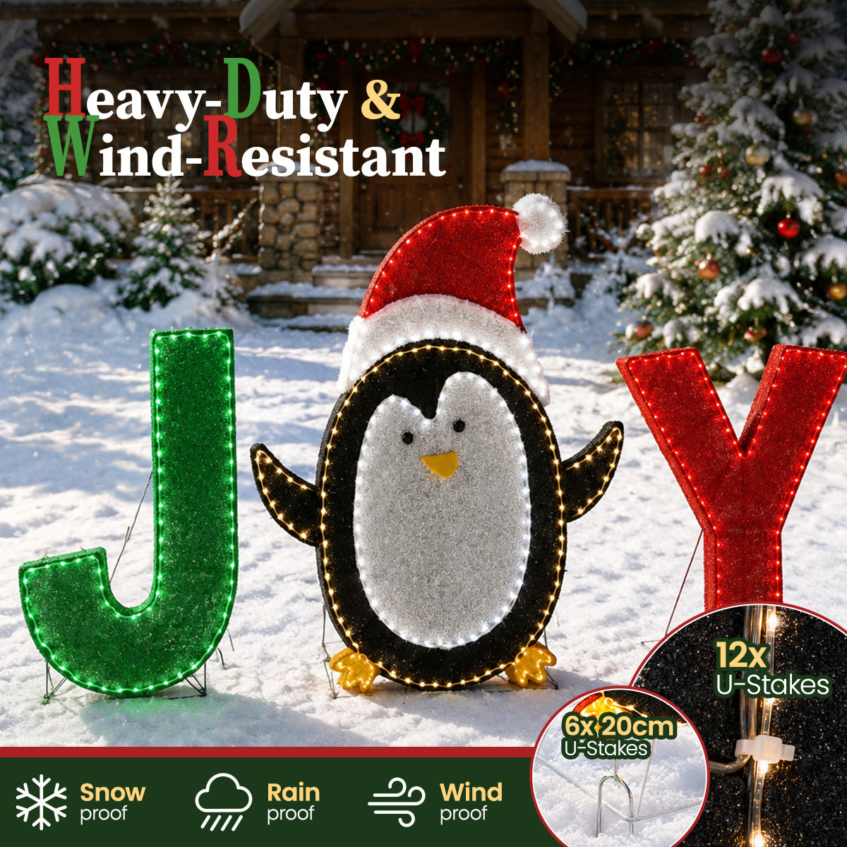 3‑Piece Lighted JOY Letter Sign