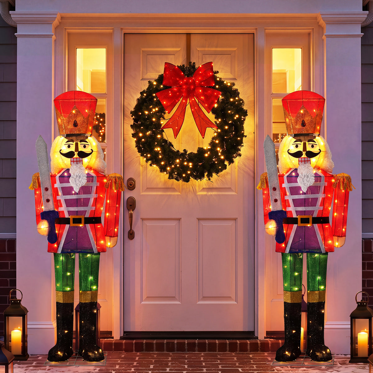 Warm White Glowing Soldier Nutcracker with 100 Lights