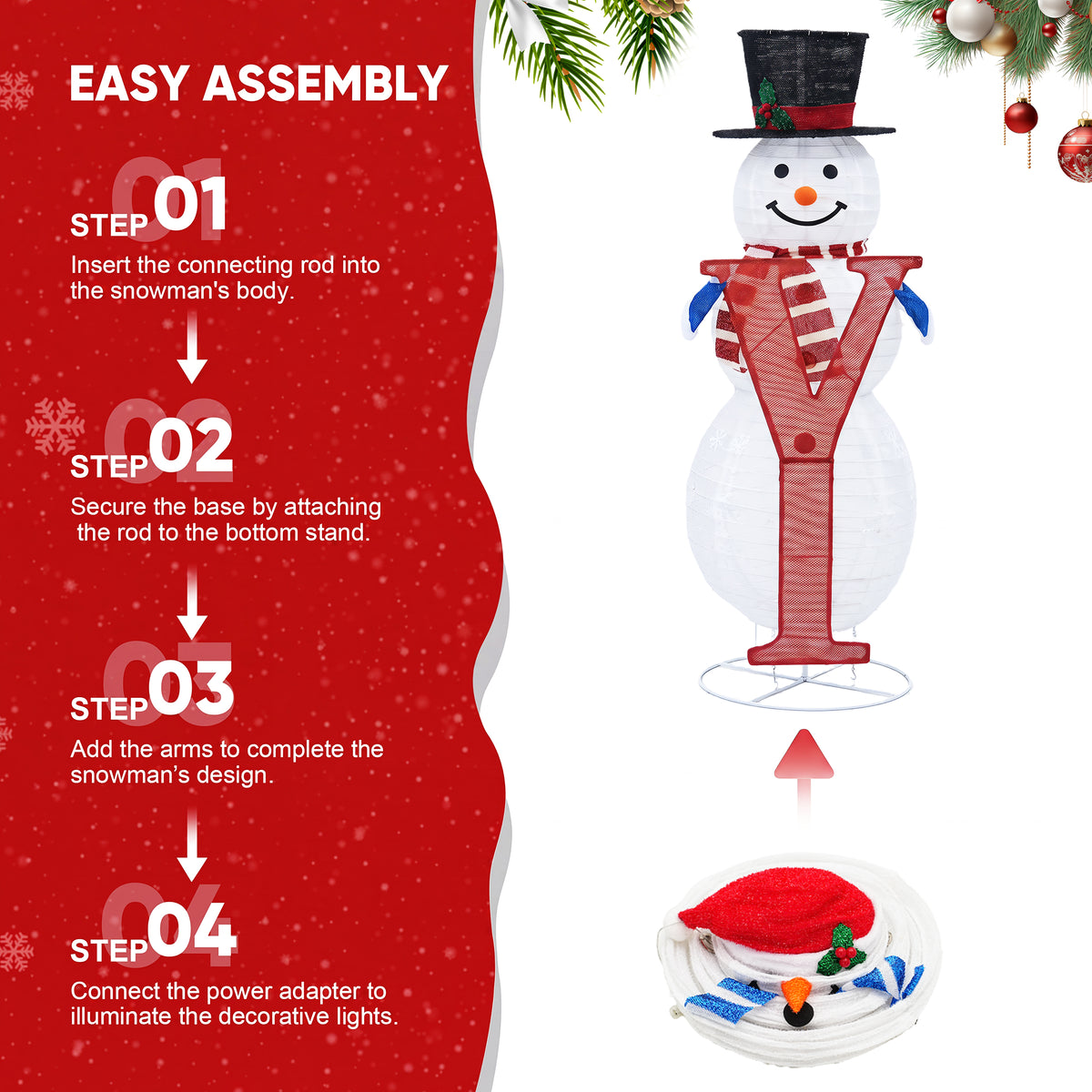 3Pcs 3D Lighted Pop-Up Snowman Family Set