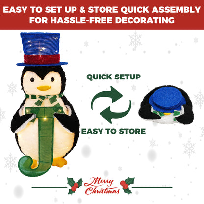 4-Piece Outdoor Lighted Christmas Penguin Family