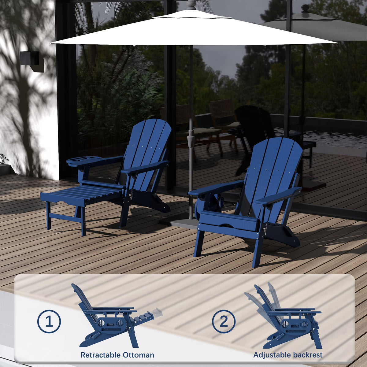All-Weather Adjustable Adirondack Chair with Ottoman