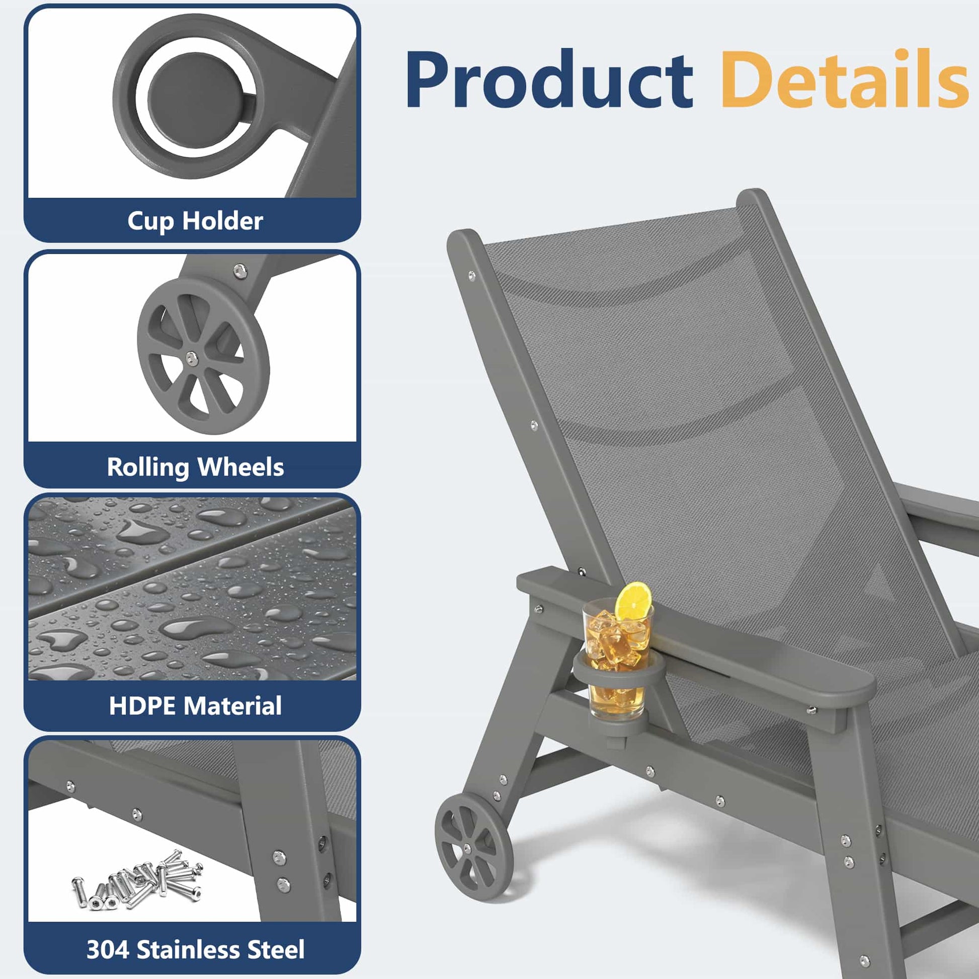 Resort-Style Poolside Chaise Lounge Chair – Foowin