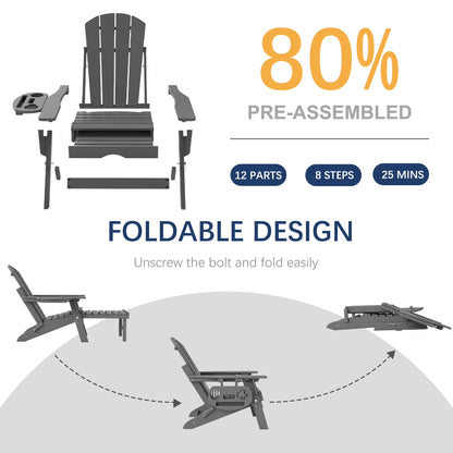 All-Weather Adjustable Adirondack Chair with Ottoman
