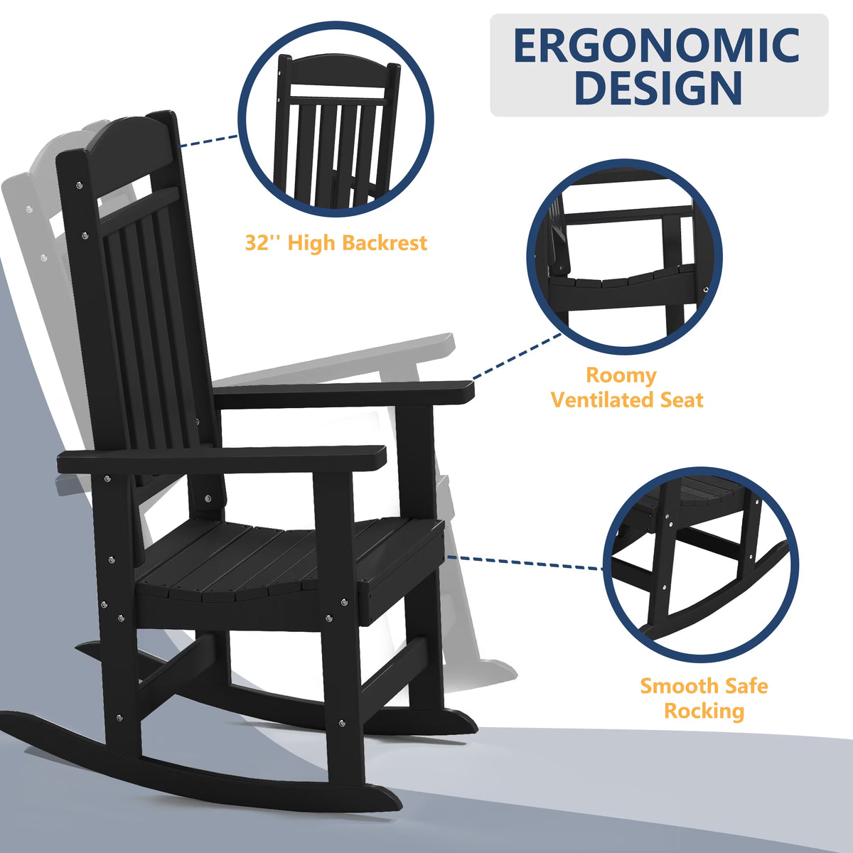 Modern HDPE Patio Rocking Chairs