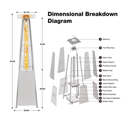 Outdoor 48000 BTU Patio Heater - Silver