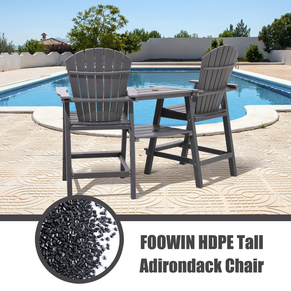 Backyard HDPE Tall Adirondack Chairs Set