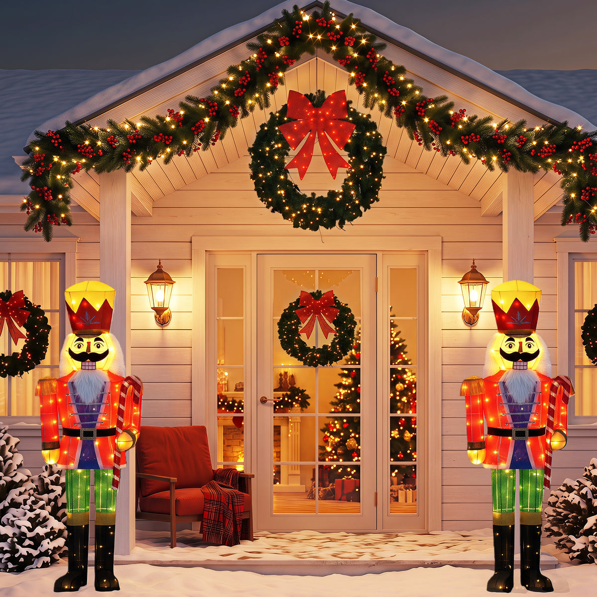 Warm White Glowing Soldier Nutcracker with 100 Lights