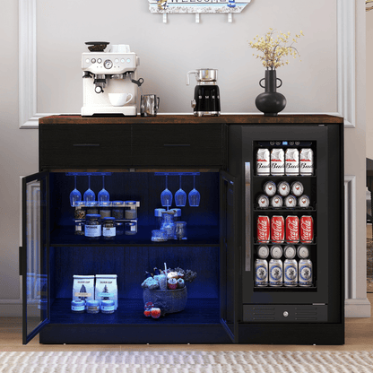 Wine Bar Cabinet with Drawers