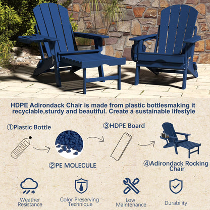 All-Weather Adjustable Adirondack Chair with Ottoman