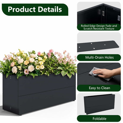 Metal Tall Rectangular Planter
