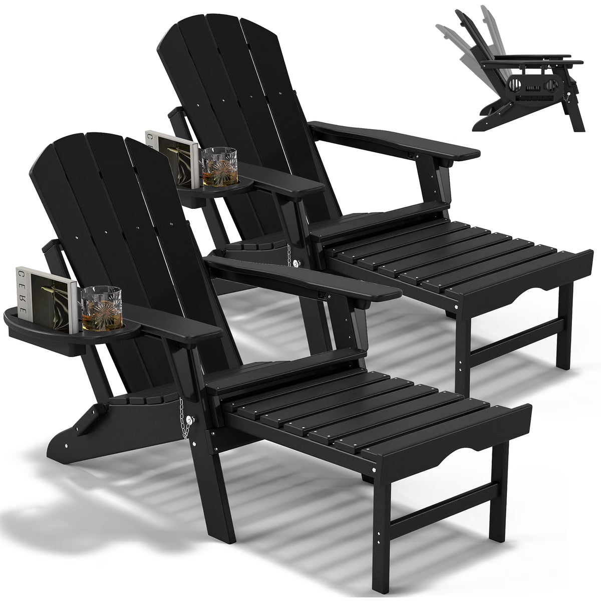 All-Weather Adjustable Adirondack Chair with Ottoman