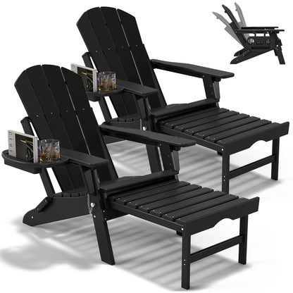 All-Weather Adjustable Adirondack Chair with Ottoman